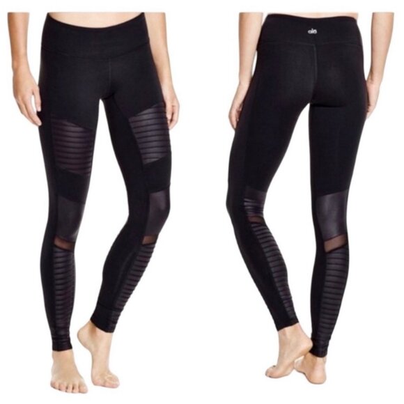 ALO Yoga Pants - Alo Moto Leggings in Black Size Small